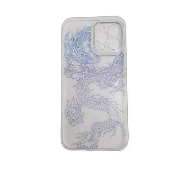 Chinese Dragon Print iPhone 12 Pro Max Purple Blue Clear Phone Case Apple - Picture 2 of 2